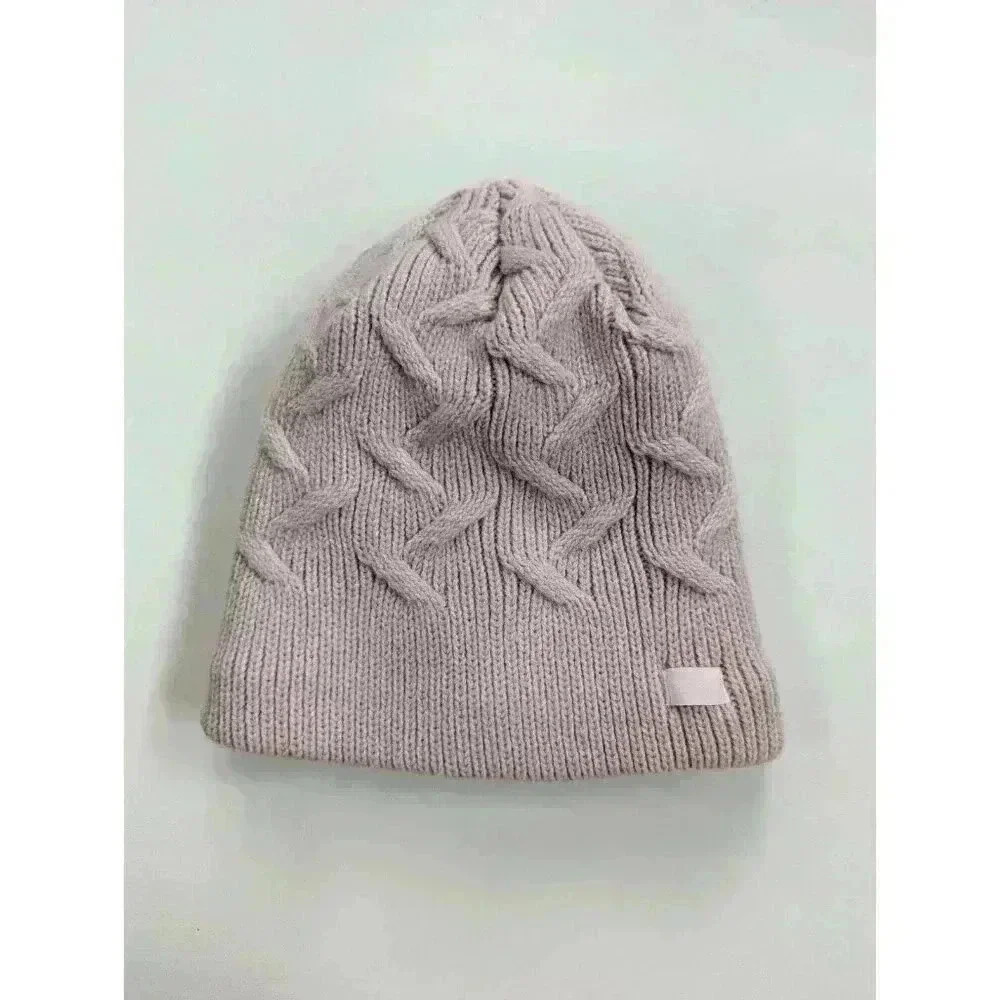 Apana Pink Knit Fleece Faux Fur Lined Chunky Beanie Winter Hat